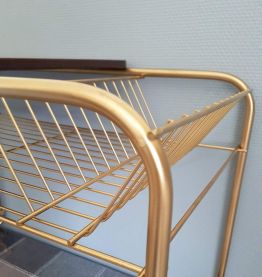 desserte range-vinyles  formica et structure métal doré