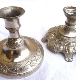 lot bougeoirs  en metal argenté,  vintage