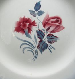 plat Digoin Sarreguemines Marinette décor rose et d'oeillet