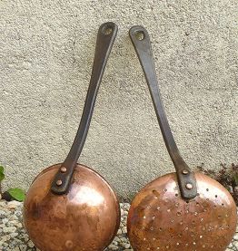 lot louche et écumoire en cuivre