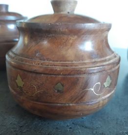 3 Boites rondes en bois 