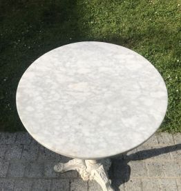 Table guéridon bistrot pied fonte plateau marbre