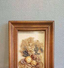 paire de cadres de fleurs séchées vintage des années 60
