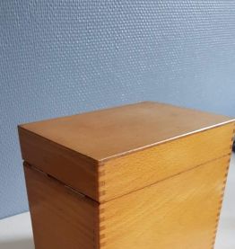 boîte en bois verni  rangement de fiches 3 compartiments