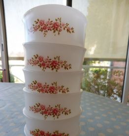 Service Arcopal 6 ramequins roses fines