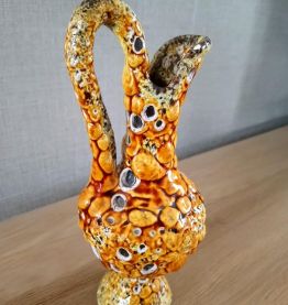 Vase, petite cruche en grès moutarde 