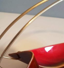 serviteur céramique avec poignée en métal doré vintage