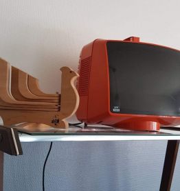 bougeoir paon articulé 7 feux en bois naturel par Art Plus 