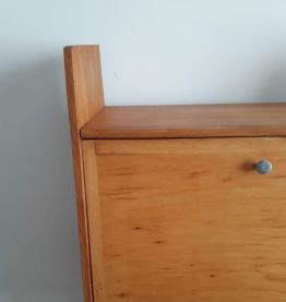 Secrétaire vintage 60 metal et bois blond