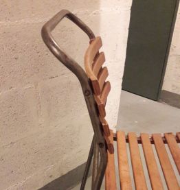 4 chaises indus. bois et fer / années 50