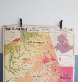 carte géographique scolaire plastifiée Haute-Vienne