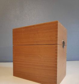 boite en bois verni classeur de fiches 