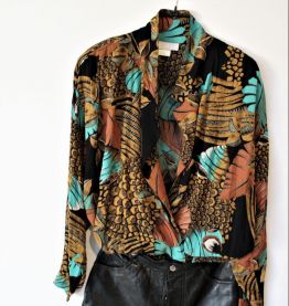 Veste chemise vintage 90  loose overside  L Mixte noir coton