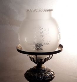 lampe acier patine avec globe crisal 36x15 