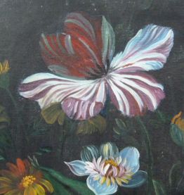 Huile sur toile, bouquet de fleurs 30 x 40 cm, P. Wilson