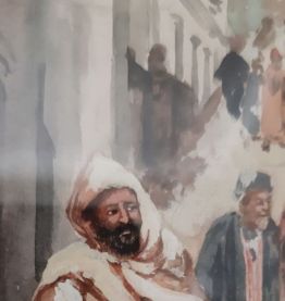 Gouache et aquurelle "souvenirs d'Alger" signée