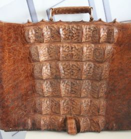 Porte document vintage des années 50, véritable crocodile,