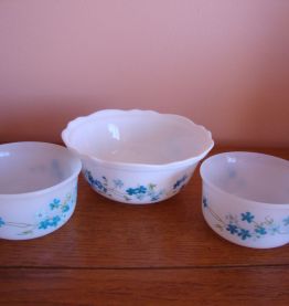 Lot coquetiers tasses à café ramequins arcopal Myosotis