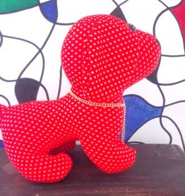 Chien rouge en tissu - Années 70