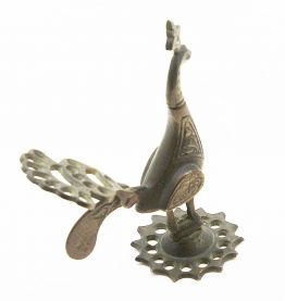 Statuette paon en laiton vintage