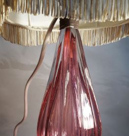 lampe  cristal murano verre soufflè  rose  Italie  magnifiqu