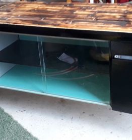 enfilade acier scandinave type industriel   plateau en bois 