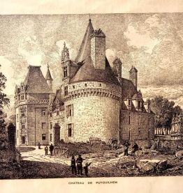 Jolie gravure du château de Puyguilhem - J de Vermachl 1880