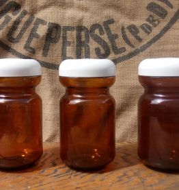 Lots de 3 bocaux en verre ambré - Années 70