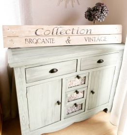 Panneau déco en bois "Collection brocante et vintage" 