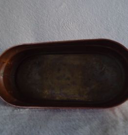 Ancienne jardinière cuivre forme ovale en  - pieds laiton 