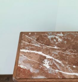 Table de chevet bois et marbre rose