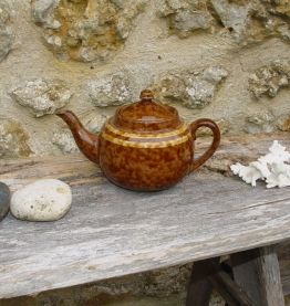 Théière vintage marron marbré