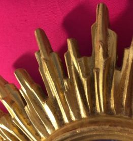 Miroir soleil bois doré 1950  24cm