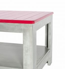 Table basse colorée bois massif effet béton avec rangement