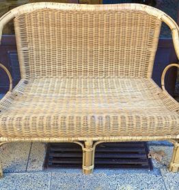 Banquette en rotin vintage 