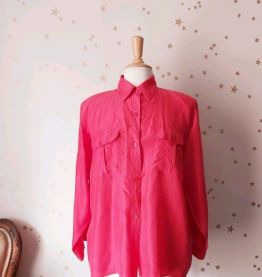 90s chemise soie rouge oversize