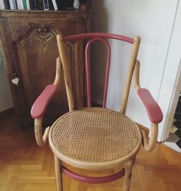 Fauteuil Baumann bois et cannage