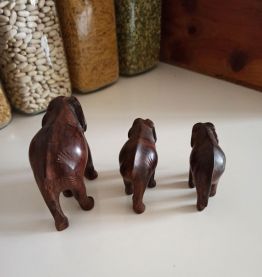 Lot de 3 éléphants en bois 