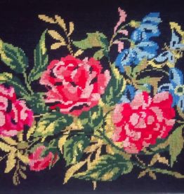 Cadre canevas des années 70/80 - Décor roses 