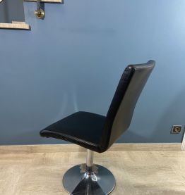 Chaise design pied tulipe chrome et skaï