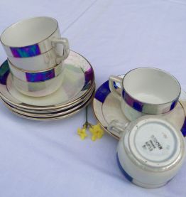 Lot 4 tasses et sous tasses anciennes Digoin