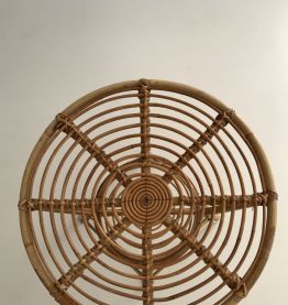 Table basse ronde en rotin Italie années 60