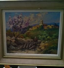 Tableau de Fortuné Car "scène pastorale" 