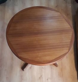 table ronde avec rallonge baumann 1970    pied bois massif  