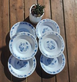 6 assiettes creuses Arcopal, modèle Aster pour Antar