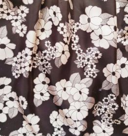 70s robe pierrot fleurs noir blanc S