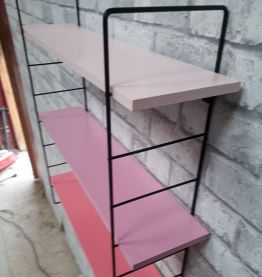 mini  etagere 3 tons  rose montants noire mat  51x50x13 cm  