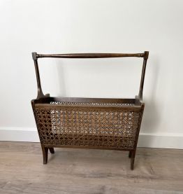 Porte-revues vintage bois et cannage