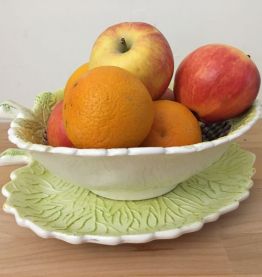 Corbeille à Fruit Vintage en Céramique et Son Dessous de Pla