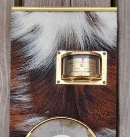 Baromètre/thermometre vintage,decor peau de bête 